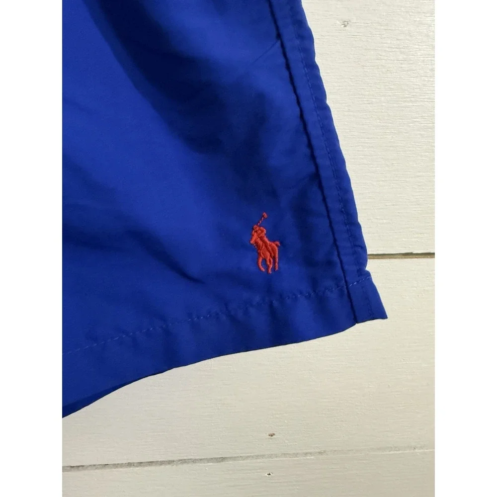 Polo‎ Ralph Lauren Swim Shorts Mens Large Trunks Royal Blue White Lined Pony